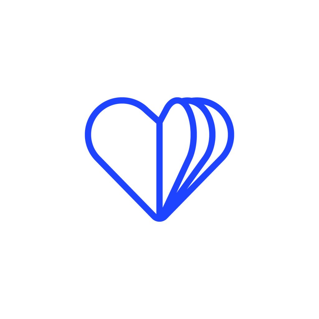 A blue heart with four lines coming out of it.